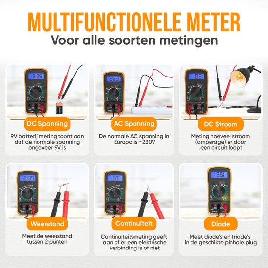 Strex Digital Multimeter - AC / DC - Batterie Duracell 9V, pince et étui de rangement inclus - Multimètre