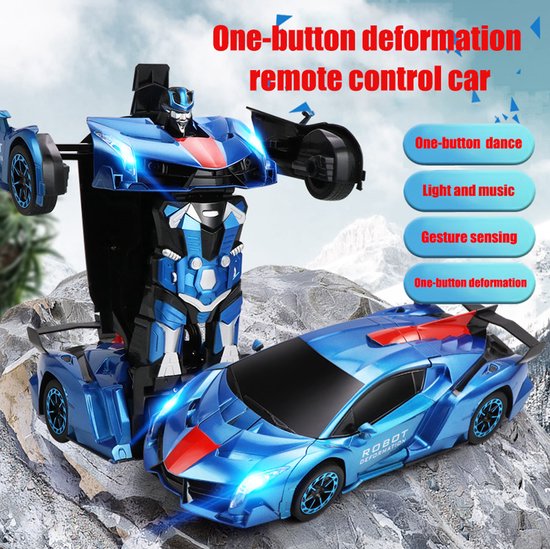MEWAU 1:18 RC transforming car/robot - 2 in 1 Remote Controllable Car - Gesture perception - Toy Car - Red