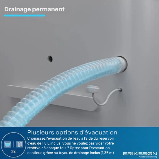 Déshumidificateur - Erikssøn – 16L / jours - Fonction Séchage Linge - Adapté pour Chambre, Salle de Bain, Salon - Blanc