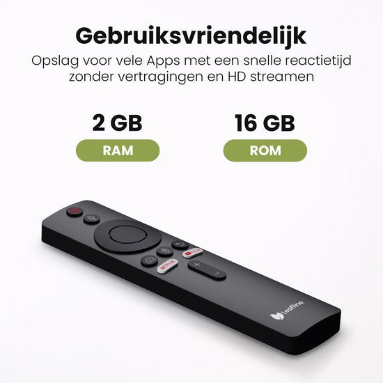 Leafline® Android TV Stick - Google TV Streamer - Chromecast intégré - Android TV Box - Avec télécommande et contrôle vocal