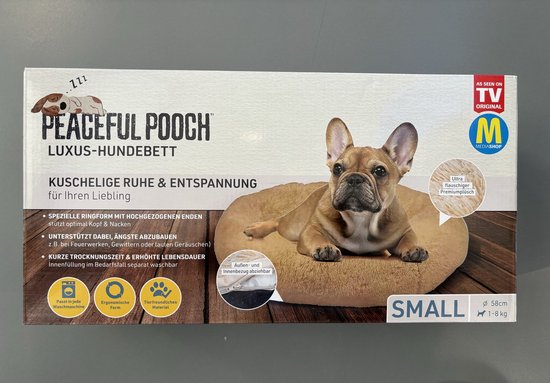 Peaceful Pooch S - panier moelleux pour chien - 58 cm de diamètre - pliable - disponible en plusieurs tailles. Panier pour chat - lavable - rembourrage amovible - soulage les articulations et les muscles - fond à picots antidérapant