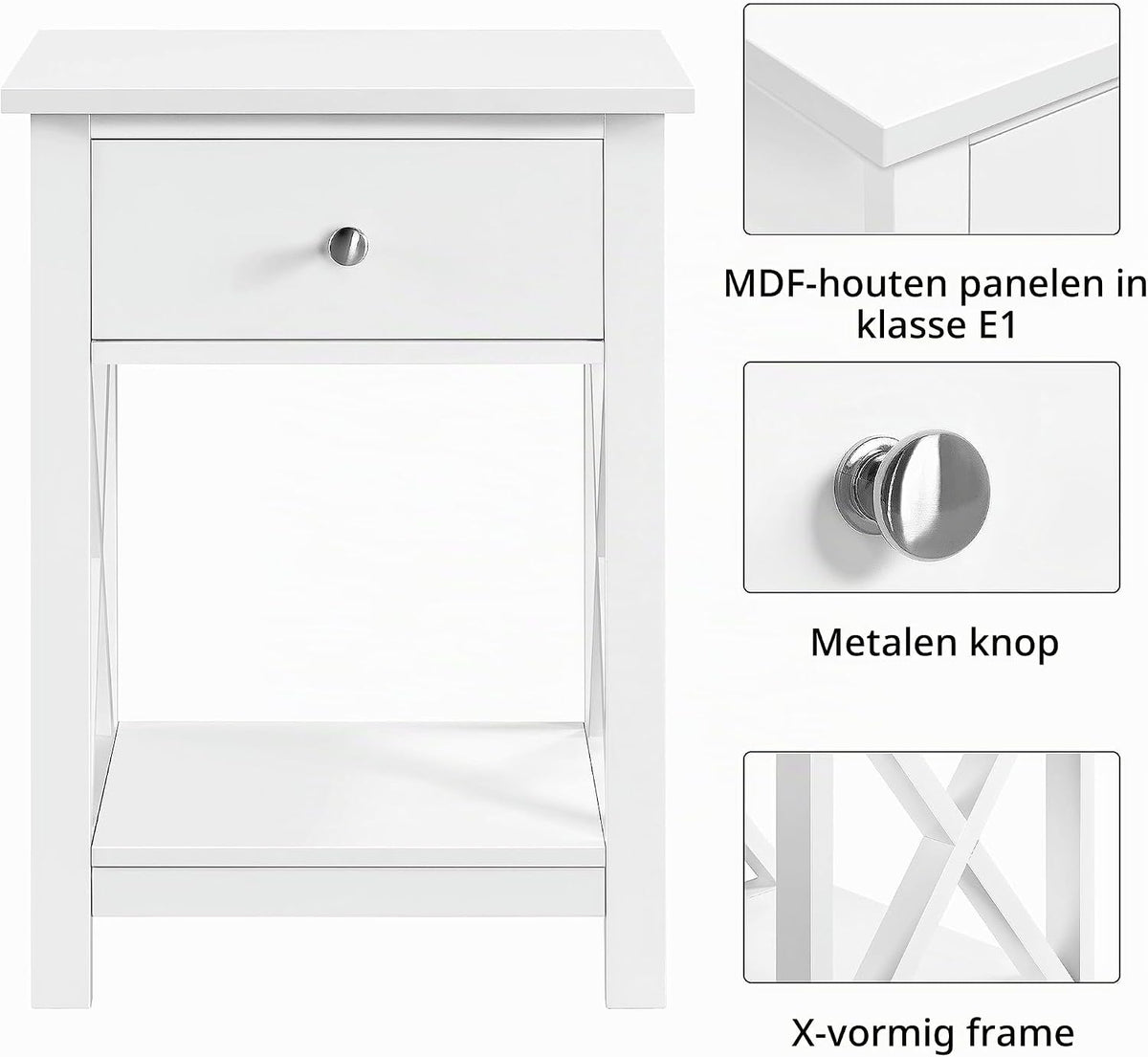 Table d'appoint Yaheetech avec tiroir - 40 x 30 x 55 cm - MDF - Avec étagère inférieure