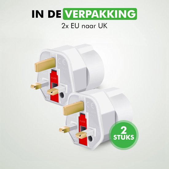Travelhawk Travel plug England - Prise de voyage UK - Type G - Idéal pour voyager en Angleterre, Ecosse, Malte, Singapour, Hong Kong et Malaisie - 2 pièces - Blanc
