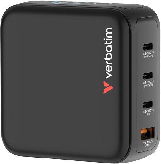 Chargeur Verbatim Mini GaN 140 W avec écran