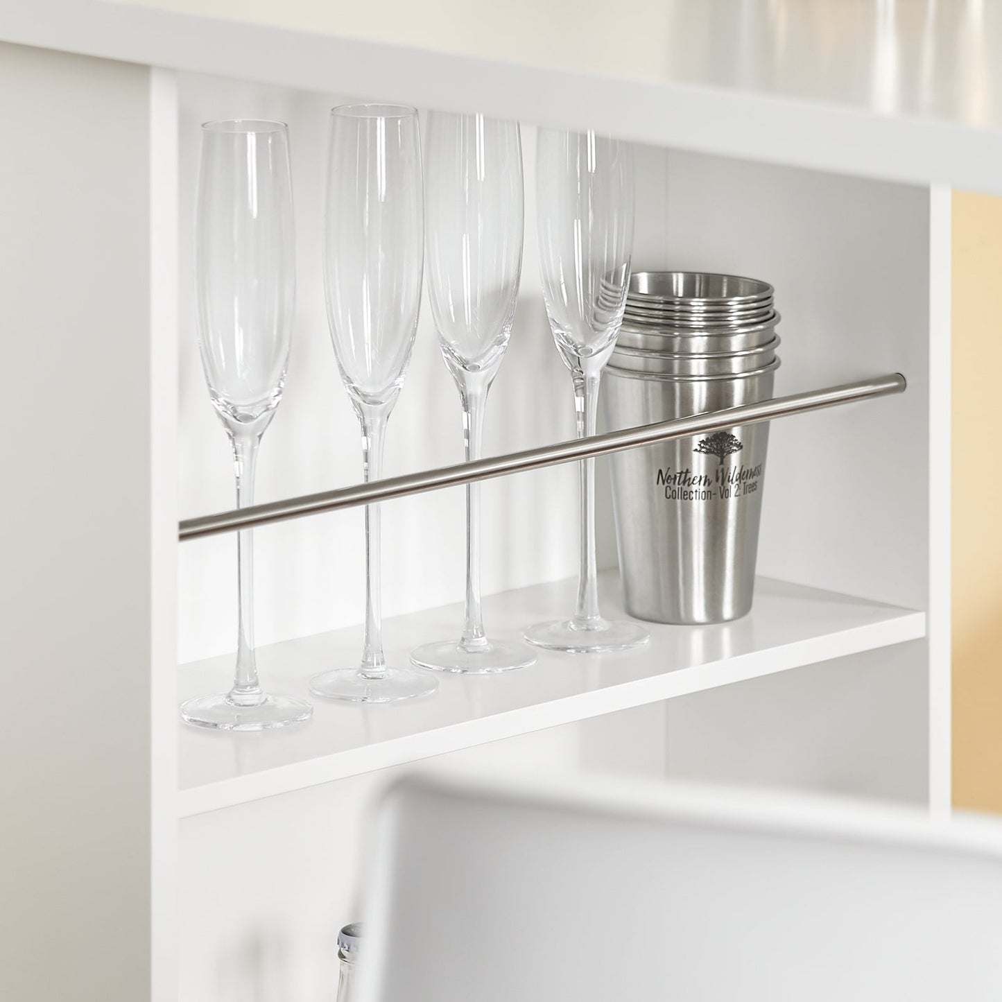 Table de bar - SoBuy - 3 compartiments - 106x57x112 cm - Blanc