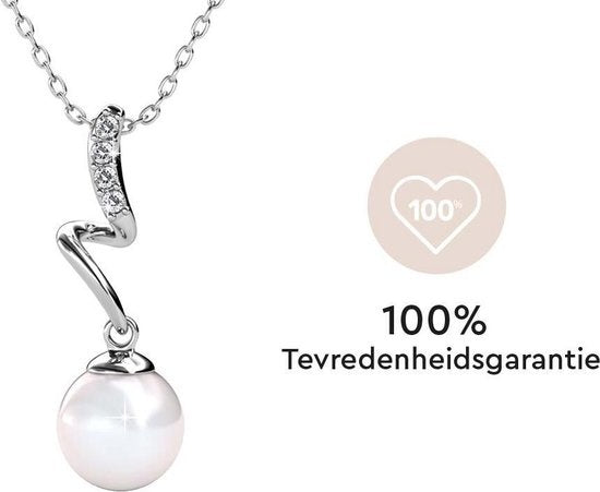 Yolora Collier femme avec pendentif - Perles et cristaux Kalpa Camaka - Argent - Plaqué or blanc 18K - Collier femme argent - Bijoux - Coffret cadeau de luxe - Coffret cadeau - Coffret cadeau exclusif - Bel emballage cadeau