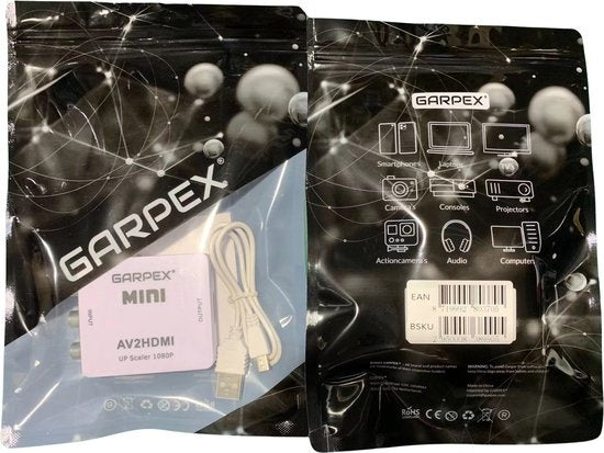 Garpex® Adaptateur AV vers HDMI - Convertisseur RCA vers HDMI - AV vers HDMI - Commutateur HDMI - 1080P Full HD - câble d'alimentation USB inclus