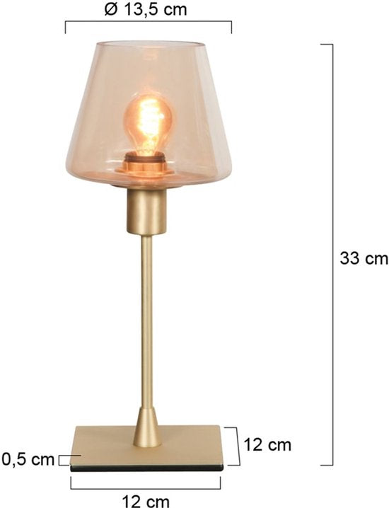 Lampe de table Ancilla 3102ME, style classique, laiton, douille E14, allumage/extinction par effleurement, avec verre et métal, pour l'intérieur - Steinhauer