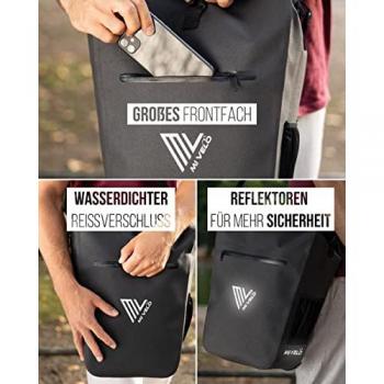 MIVELO Sacoche pour vélo - 100% étanche - Compartiment pour ordinateur portable - 25L - 43 x 33 x 5 cm - Couleur carbone