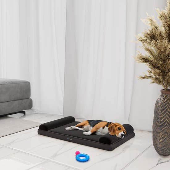 CozySense® Coussin orthopédique pour chien - 60 X 42 cm - Taille S - Imperméable - Convient comme coussin de banc et lit pour chien - Housse lavable - Noir