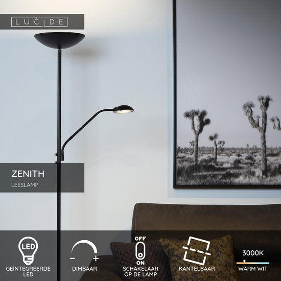 Lucide ZENITH - Lampe de lecture - LED à intensité variable - 3000 K - Noir