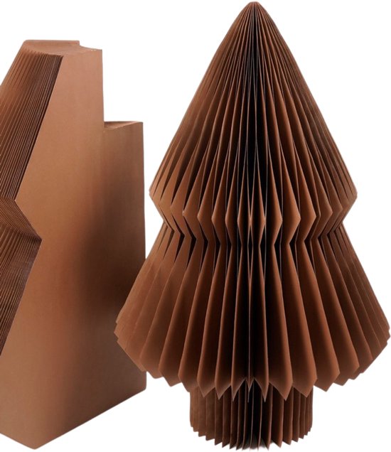Mica Decorations Sapin de Noël en papier - Sapin de Noël artificiel pliable - H 152 x Ø 104 cm - Décoration de Noël - FSC Mix - Marron