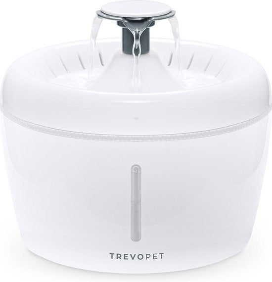 TrevoPet® Fontaine à boire pour chat - Fontaine à eau pour chat - Fontaine pour chat - Whisper Silent - Fontaine à boire - Abreuvoir pour chat - 2,5 litres - Filtre inclus - Blanc