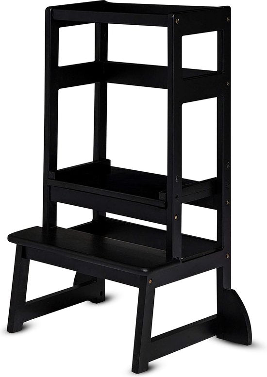 Oemmie Learning Tower - Tour d'apprentissage - Tour d'apprentissage Montessori - Tour d'apprentissage Kitchen Aid - Tour d'apprentissage - Step up - Marchepied pour enfants - Noir