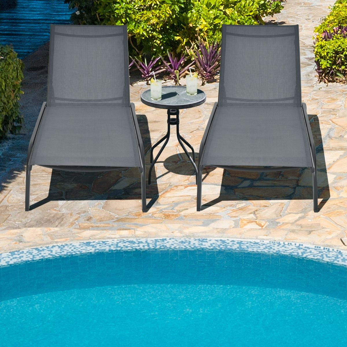 Coast Chaise longue sur roulettes -Max. 150 kg - Métal - Gris