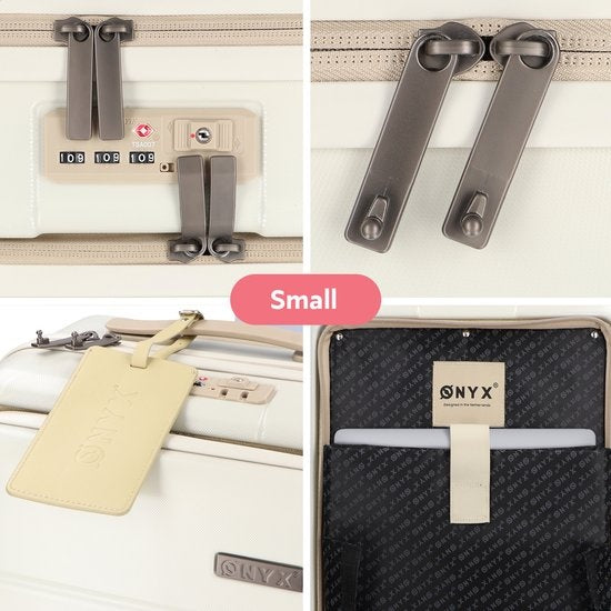 ONYX 2-piece Suitcase Set - Bagage à main avec poche frontale et Check-in case - 35L/100 L - TSA lock - Lightweight Trolley - Aluminium closure - Beige