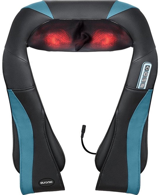 Coussin de massage shiatsu Auronic - Appareil de massage électrique pour la nuque - Appareils de massage - Appareil de massage pour la nuque et les épaules - Infrarouge - Noir/Bleu