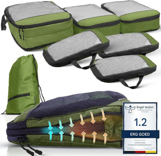 Cubes de compression pour valise et sac à dos avec sac de rangement, Olive Odyssey - Vert