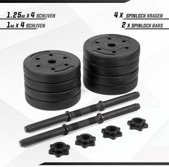 Fitby Dumbells 10 kg - Jeu de poids - haltères réglables - Fitness - jeu d'haltères - jeu d'haltères