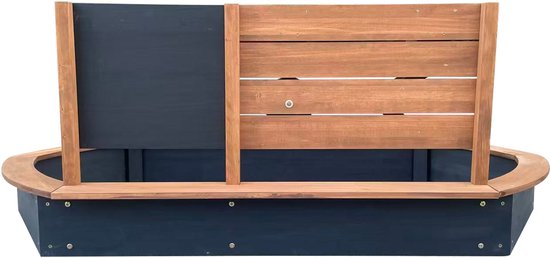Bac à sable AXI Joey 158 x 91 x 57 cm Marron/anthracite – Avec mur de jeux et tableau à craie – Bac à sable ovale – Avec housse et tapis de sol – Bois de pruche 100 % certifié FSC