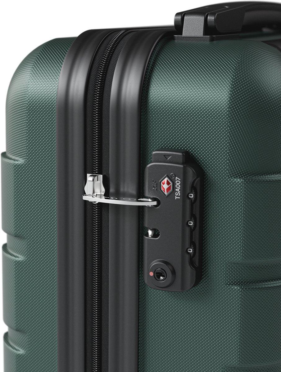 Valise cabine TRVLMORE à glisser sous le siège – 40 x 30 x 20 cm – 24 L – Serrure TSA – 2 roues – Vert foncé
