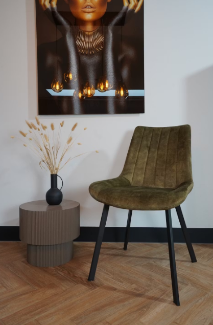 Furniture31 Riva Chairs Dining - Duopack - Luxe Velvet - Metal Frame - Green