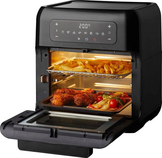 Tomado TAF1201B - Four Airfryer - Friteuse à air chaud - 12 litres - 8 programmes - Sans PFAS - 1500 watts - Noir