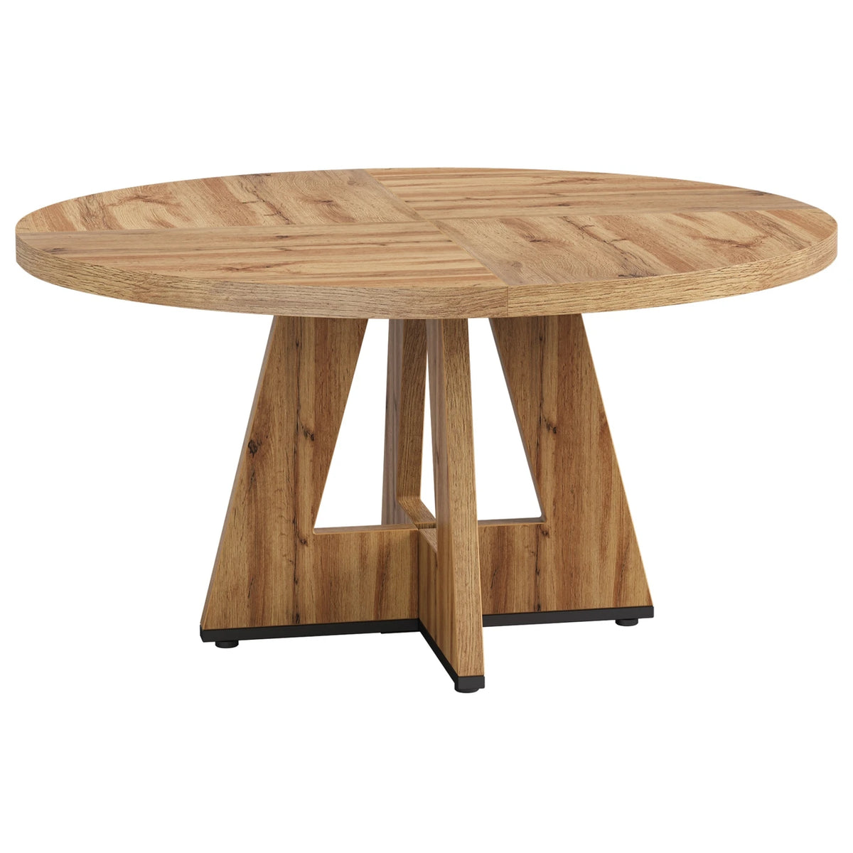 Table à manger ronde Lantine 120 cm - Table de cuisine de style rustique pour 4 personnes - Structure métallique robuste - Finition rustique