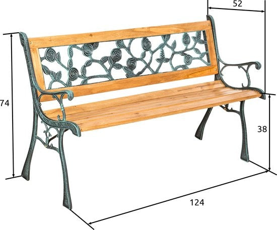 tectake® - Banc de jardin - bois/fonte - 124x52x74 cm - 401424