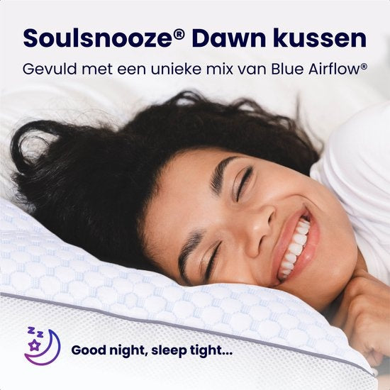Oreiller en mousse à mémoire de forme Soulsnooze® Dawn - 100 nuits de sommeil d'essai - Design personnalisable - Oreiller contre les douleurs cervicales - Convient aux dormeurs sur le dos, sur le côté et sur le ventre - Mousse à mémoire de forme déchiquet