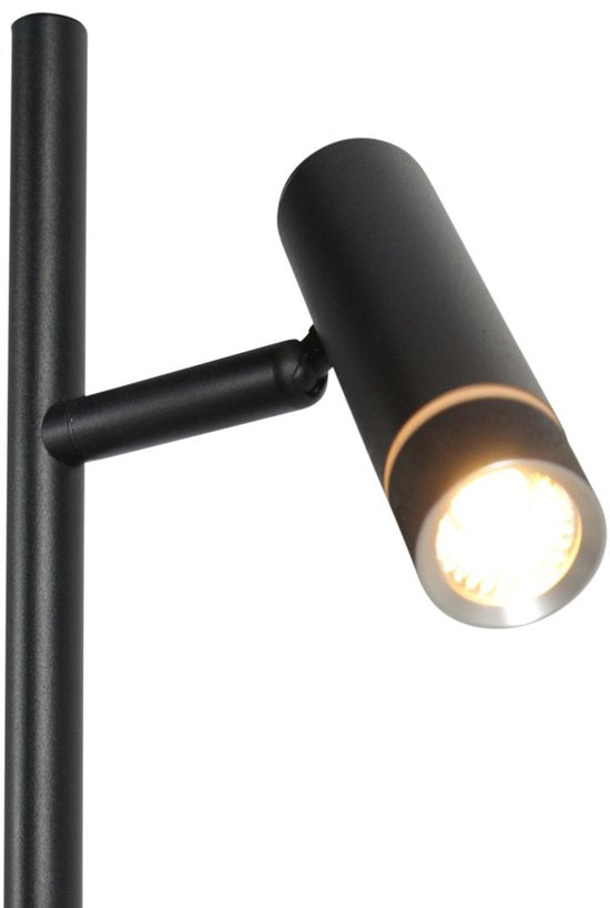 Lampadaire Volari 4711ZW, modèle design noir à 2 lumières de Steinhauer, avec LED « dim to warm », hauteur 157 cm, pied 21 x 21 cm, orientable et inclinable, idéal pour une utilisation en intérieur