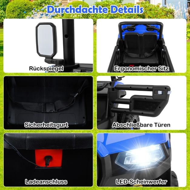 Coast Electric Child Car 12V - Voiture à bascule avec télécommande 106 x 60 x 59 cm - Bleu foncé