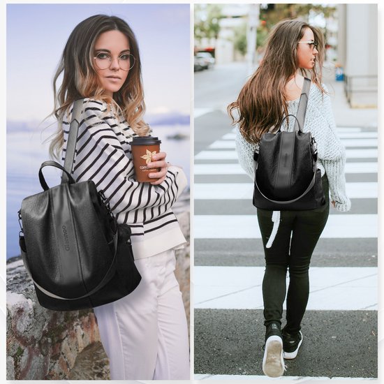 Glennoo Anti-theft Backpack Ladies - Sac à dos pour dames - Cuir PU - Noir