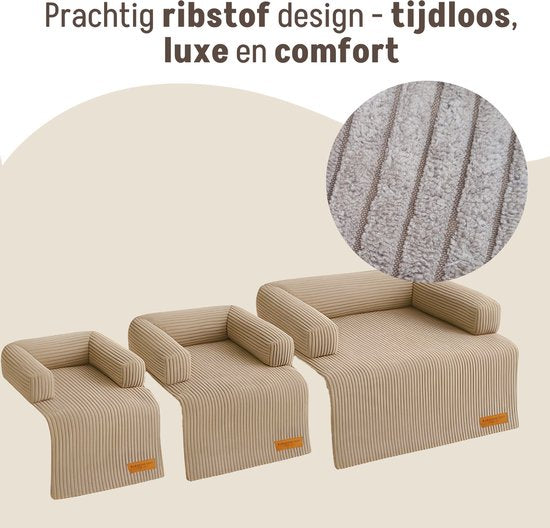 By Cee Cee Original Dog Rug Bench - Panier pour chien - Premium - Entièrement zippé - Tissu côtelé - Mocha Taupe - 120x90 - Taille L