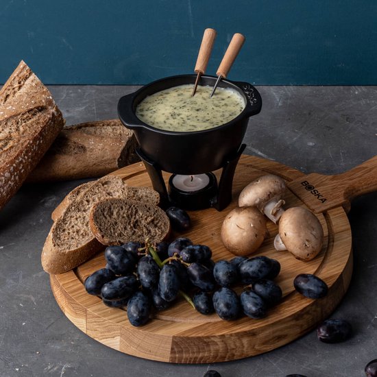 Boska Fondue set Party Mini - Caquelon à fondue - Pour fondue au fromage et sauce - Noir - 300 ml