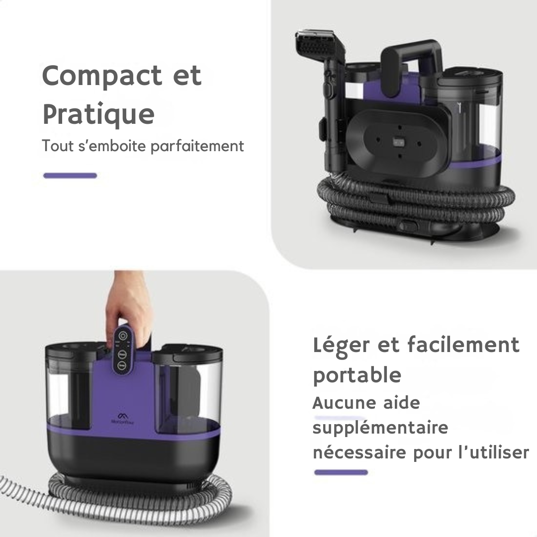 Nettoyeur de tapis  Motion - 4 en 1 - 1800 ml Réservoir d'eau - Auto-nettoyant - 40 x 28 x 38 cm - Violet