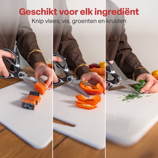 AoraKitchen Ciseaux de cuisine - Ciseaux à viande - Acier inoxydable - Ciseaux de ménage - Ciseaux de jeu - Ciseaux pour droitiers et gauchers - Lavable au lave-vaisselle
