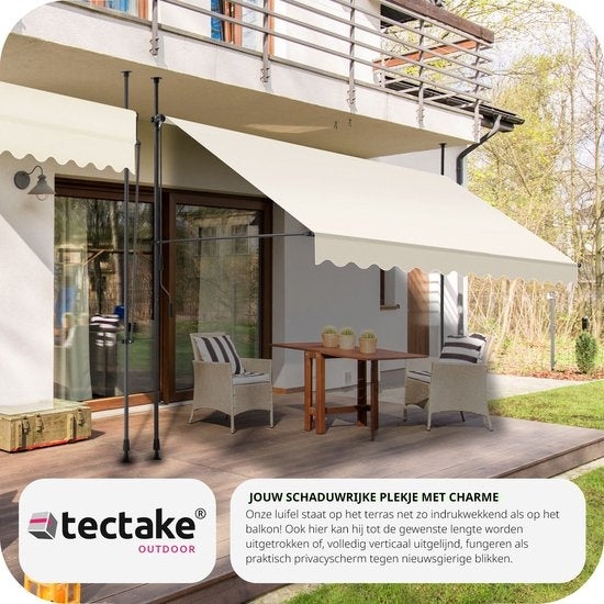 tectake - store à pinces - parasol - store - réglable - store à pinces - parasol balcon - 350 x 180 cm - beige - store - 404966
