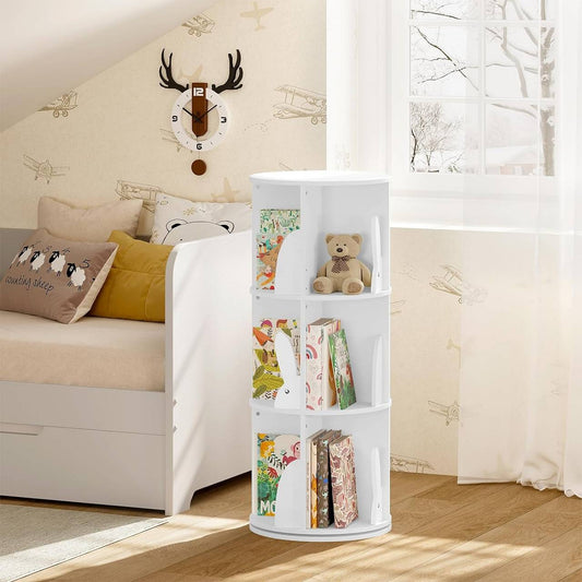 Bibliothèque pour enfants Woltu - Pivotante - 3 niveaux - 40 x 97 cm - 30 kg - Blanche