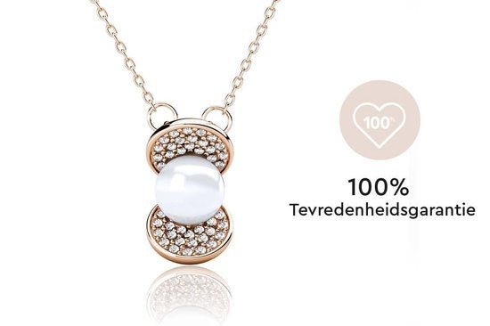 Yolora Collier femme avec pendentif - perle et 52 cristaux Kalpa Camaka - couleur rose - plaqué or rose 18 carats - Collier femme or rose - bijoux - boîte cadeau de luxe - boîte cadeau - boîte cadeau exclusive - bel emballage cadeau