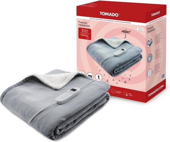 Tomado TEB1802G - Couverture électrique - Couverture d'enveloppement - Tissu polaire super doux - 180 x 130 cm
