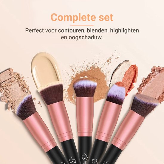 Bestope Set de pinceaux de maquillage avec Beauty blenders 16 pièces - Set de pinceaux - Nettoyeur de pinceaux - Pinceaux - Rose Gold