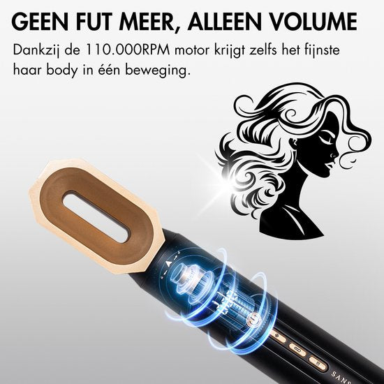 Sansbeauté® 4-in-1 Airstyler - Multistyler - Brosse sèche-cheveux cheveux courts - Boucleur de cheveux - Sèche-cheveux - Brosse chauffante - Brosse à boucler - Fer à boucler - Lisseur de cheveux - Hairwrap - Brosse de coiffage - 5 en 1 Hairstyler