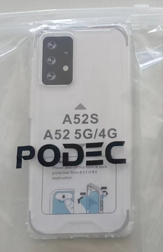 Coque Podec compatible avec le Samsung Galaxy A52 - Coque transparente pour téléphone - Coque antichoc avec 1 protecteur d'écran