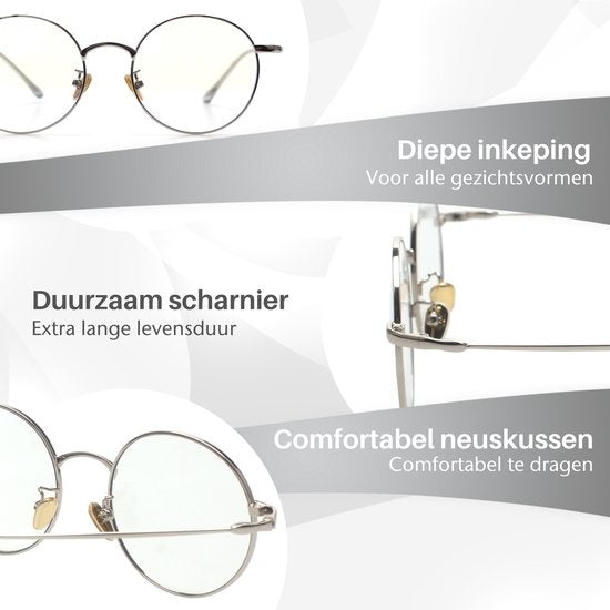 LC Eyewear Lunettes d'ordinateur - Lunettes à lumière bleue - Lunettes d'affichage - Métal - Unisexe - Argent