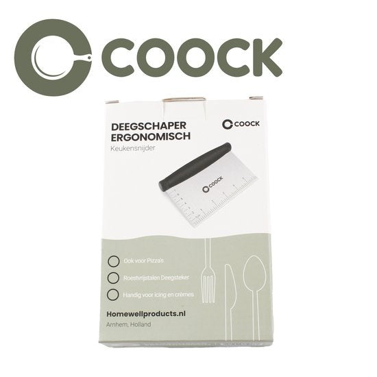 COOCK - Coupe-pâte ergonomique en acier inoxydable - Grattoir à pâte - Couteau à pizza - Coupe-légumes - Grattoir à gâteaux et à tartes