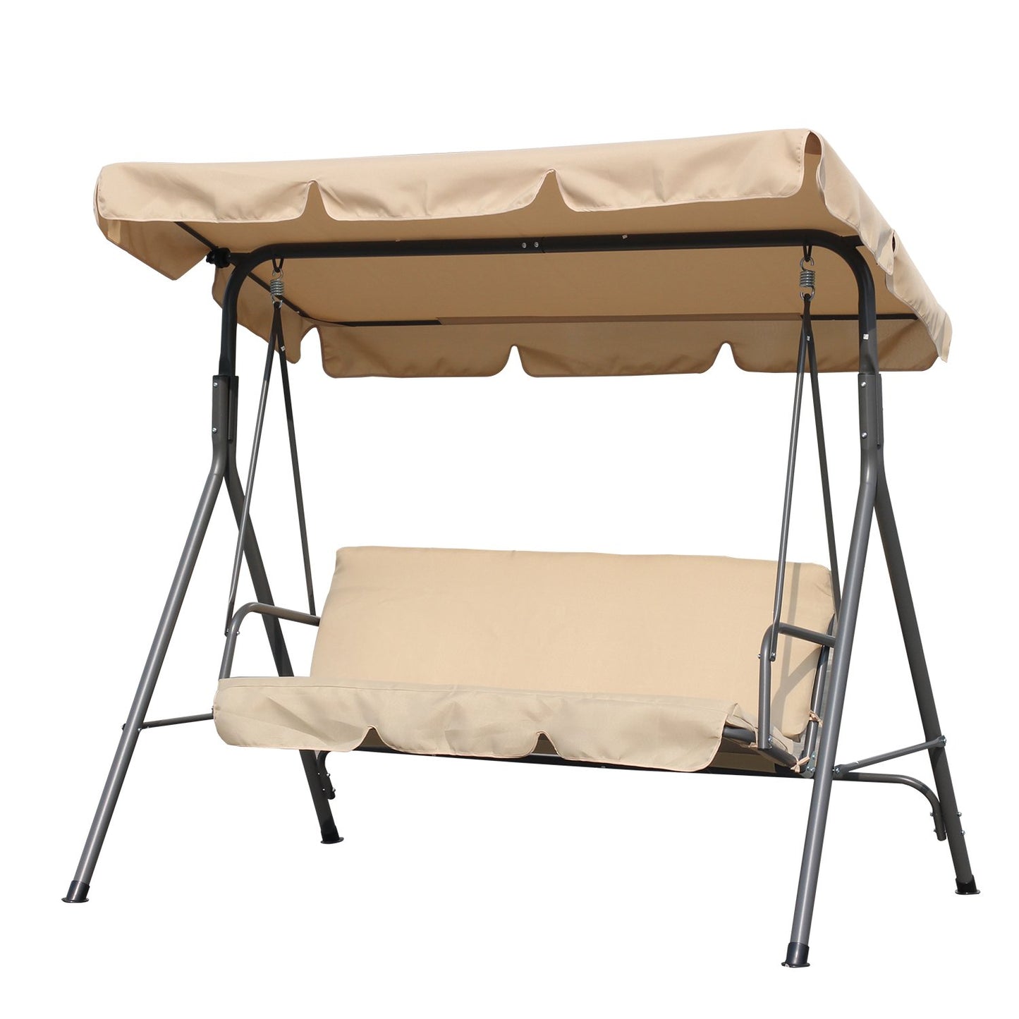 Balançoire de jardin Angel Living Hollywood 3 places avec pare-soleil - beige - env. 170 x 110 x 152 cm