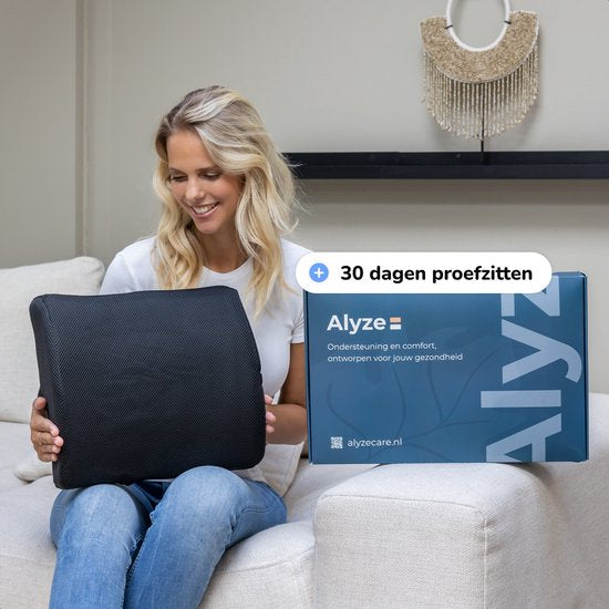 Alyze Coussin ergonomique pour le dos - Coussin lombaire voiture - Bas du dos - Coussin de lecture - Mousse à mémoire de forme - Coussin de soutien pour le lit et le canapé - Coussin de soutien orthopédique avec housse lavable