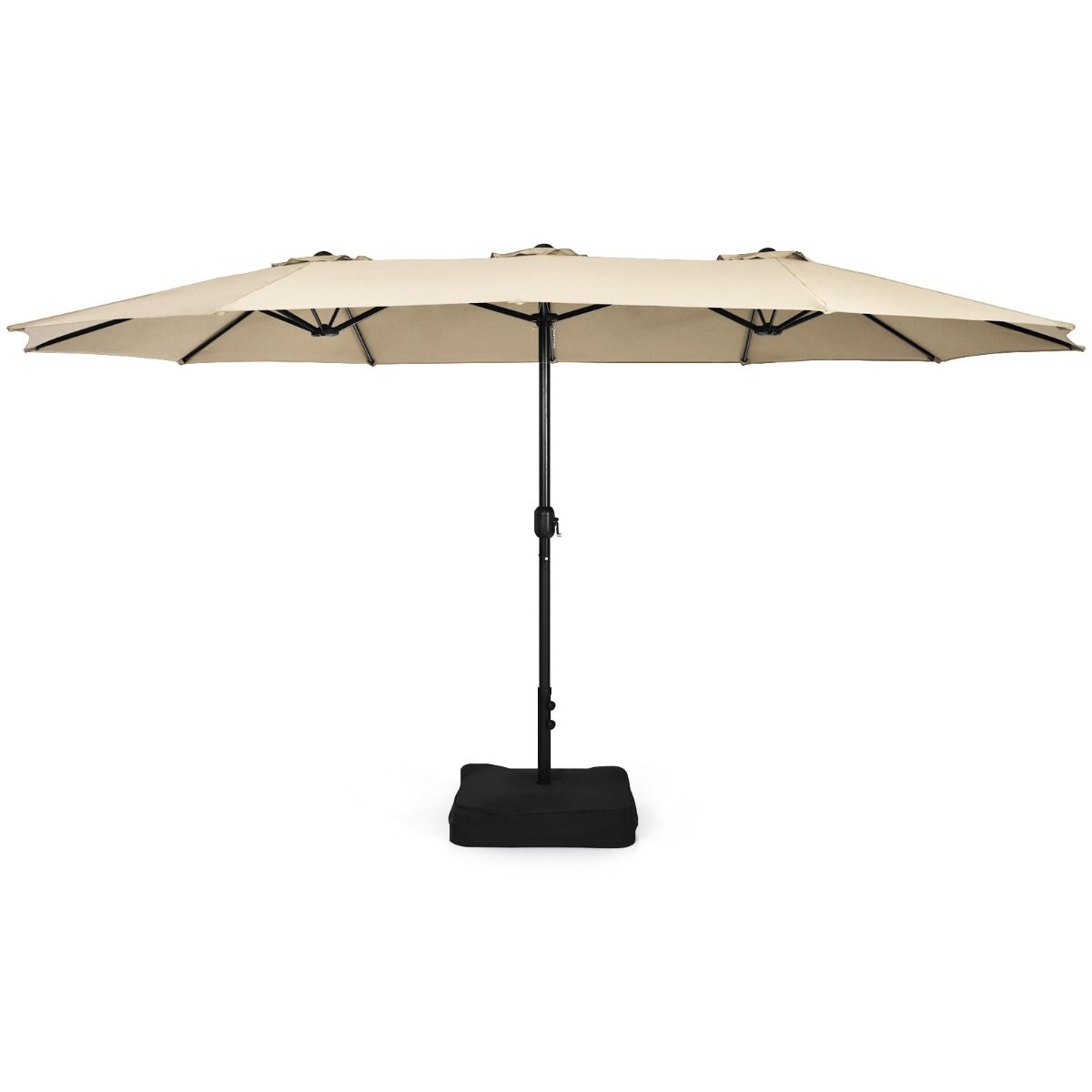 Parasol double de terrasse Coast avec pied - Ombre XXL - Mécanisme à manivelle - Beige 451,5 x 264 cm