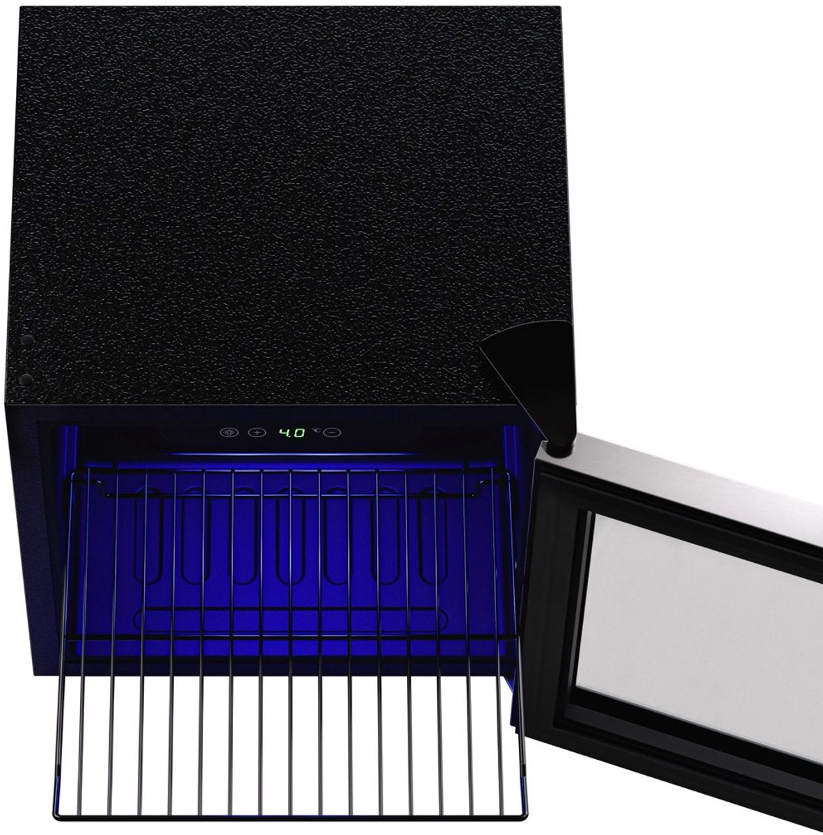 Réfrigérateur à boissons KitchenBrothers 36 L - Mini-réfrigérateur avec porte vitrée - 60 canettes - 3-16 °C - 42 dB - 43 x 41 x 47 cm - Noir